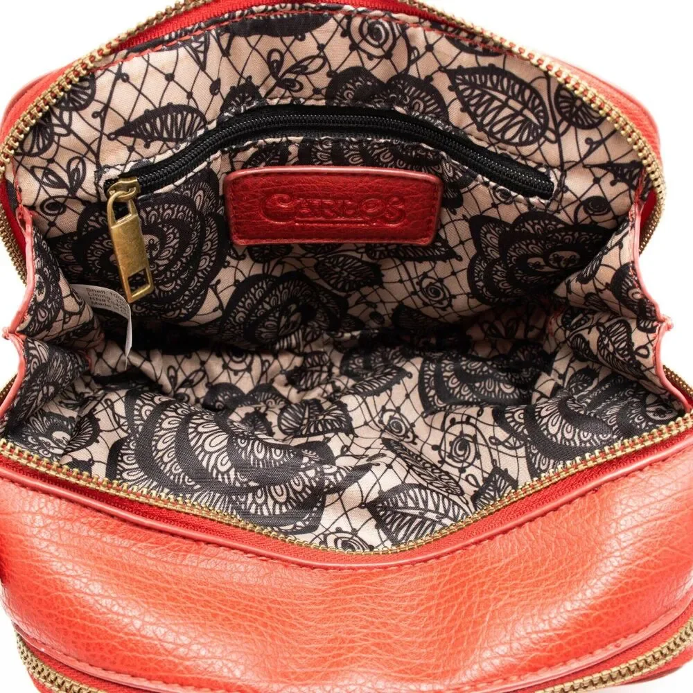 Carlos Santana CARLOS Red Faux Leather Crossbody Handbag